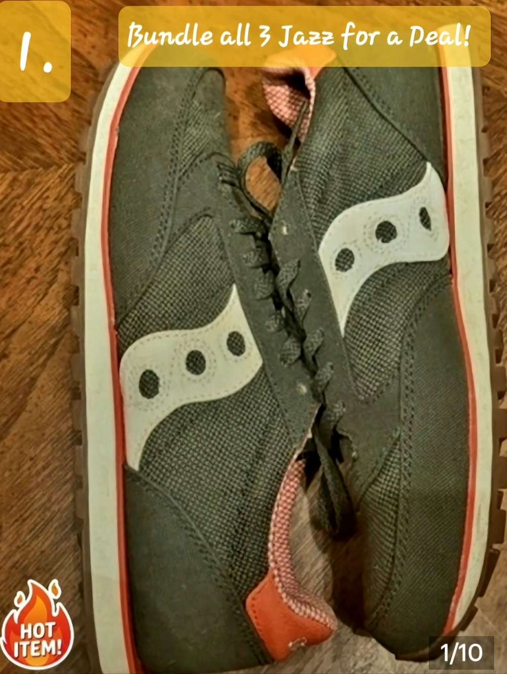 🟢 RARE&CHEAP | Saucony JAZZ Gray and Coral Accent Sneakers SIZE 9 🟠